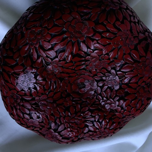 Antiguo joyero chino de laca hecha a mano con marca de bronce de calabaza de cinabrio rojo - Imagen 10 de 21