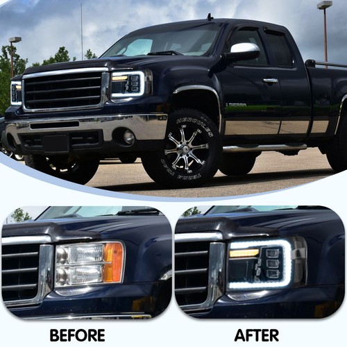 VLAND Projector Headlights For 2007-2013 GMC Sierra 1500 SLE W/Sequential Signal - Picture 2 of 9