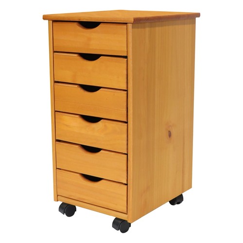 Original Roll Cart, Solid Wood, 6 Drawer Roll Cart, Med Pine - Picture 3 of 7