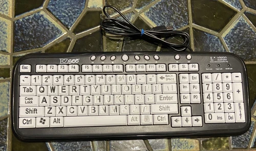 EZ See Large Print Keyboard White Keys-black Print Vision Australia EZsee