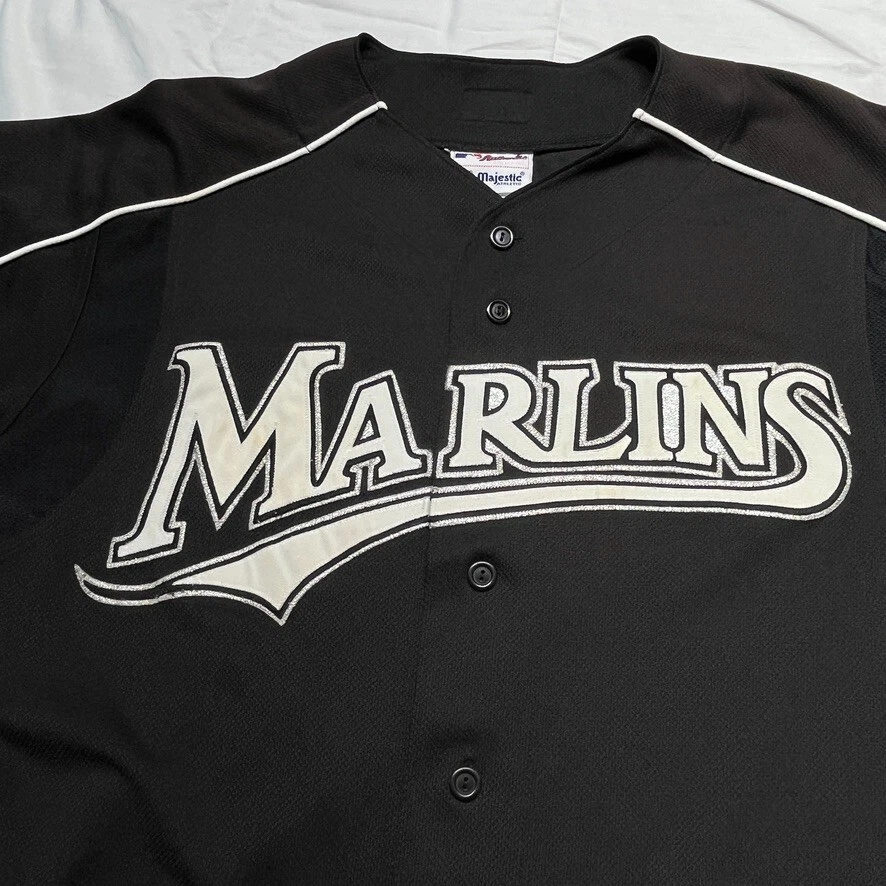 Винтажная мужская футболка 90-х Florida Marlins большой черный нашитый логотип MLB бейсбол - Изображение 3 из 4