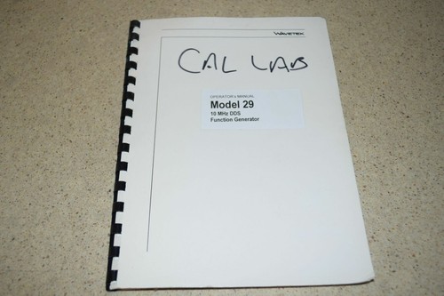WAVETEK MODEL 29 10MHZ DDS FUNCTION GENERATOR OPERATOR'S MANUAL (M335)