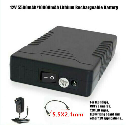 Portable DC 12V Lithium Rechargeable Battery Pack 5.5X2.1mm For LED Strips CCTV - Picture 2 of 11