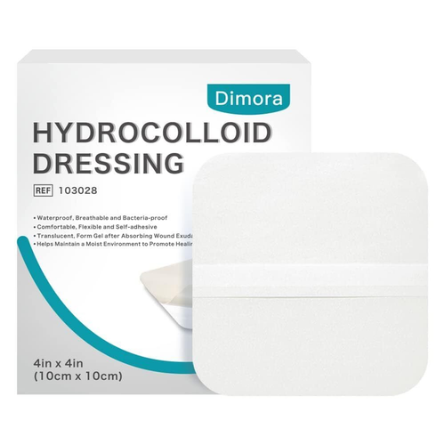 Hydrocolloid Dressing 4" X 4" for Wound Care, 10 Pack Large Patch Bandages Wi...
