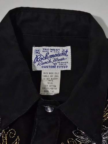 Rockmount Ranch Wear Mens Shirt Size 18-35 Black Snap Button Tru West Floral - Picture 4 of 11
