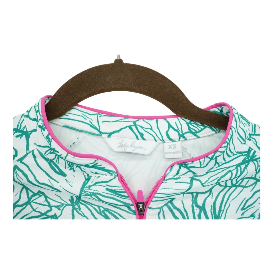 Lady Hagen Tropical Palm Polo Athletic Top Womens Golf Shirt XS 1/4 Zip - Image 4 of 4