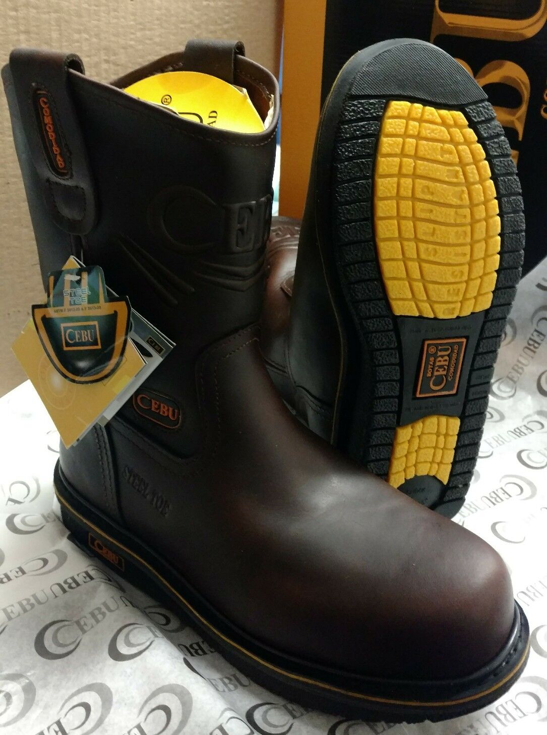Cebu Comfort Mens Leather Steel Toe Work Safety Boots Slip Oil Resistant Brown Cebu Comfort Mens Leather Steel Toe Work Safety Boots Slip Oil Resistant Brown