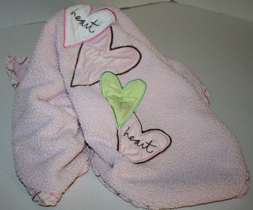 Messages From The Heart Baby Girls Blanket Pink Green Sherpa Plush Work of Love - Picture 8 of 12