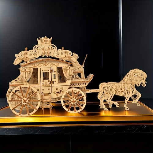 3D DlY Handmade Carriage Travel Wooden Assembled Model Assembled Puzzle Toy - Picture 2 of 10