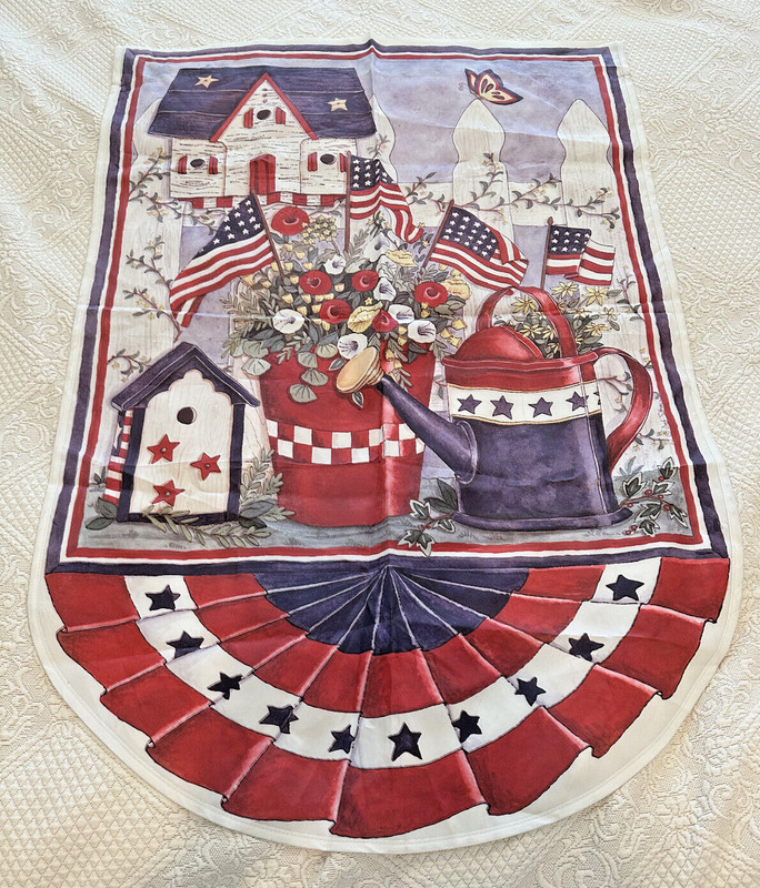 Patriotic Large 3'x5' Banner Americana, Spring Flowers, Butterfly, US Flags