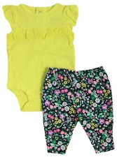 2-Pc Carter's Baby Girl Size NB or 3M Flutter-Sleeve Bodysuit  Floral Pants Set
