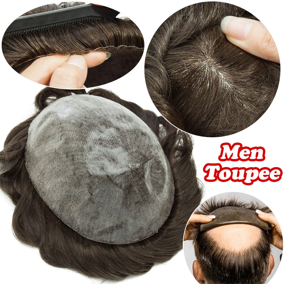Ultra Thin Skin Mens Toupee Invisible Men Hair Replacement System TOP  Hairpieces | eBay