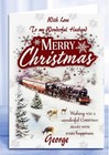 Personalised Christmas Card Steam Train Husband Partner Brother Dad Nephew