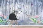 3D Deer Flower Woods Landscape Wallpaper Wall Murals Removable Wallpaper