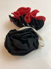 Vintage Chiffon Rose Flower Bow Jaw Hair Clip Barrette Hair Claw