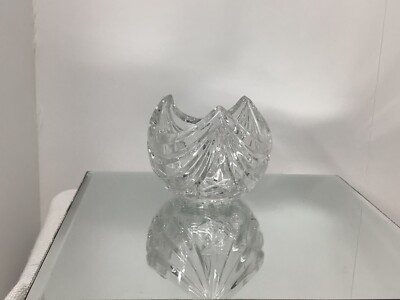 cut glass trinket cany dish unusual design 3'' x 3.5 