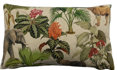Animals Printed Cushion Cover Zambezi Safari Elephant Lion Zebra Floral 16-24" - Picture 3 of 5