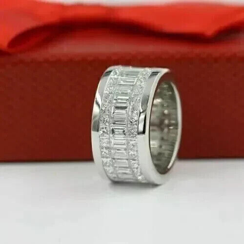 2.8Ct Baguette Lab Created Diamond Full Eternity Band Ring 14k White Gold Plated - Picture 1 of 5