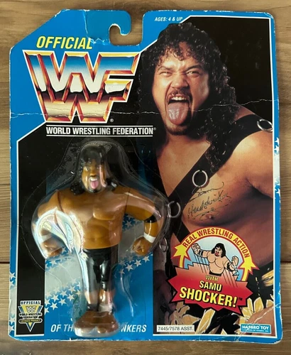 WWF Samu Shocker Head Shrinkers Figure Blue Card Hasbro 1993 New Sealed Nice