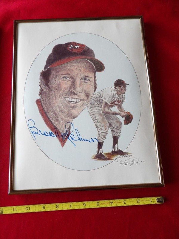 Brooks Robinson 1989, L.E. 225/750  Autograph Litho. w/Field of Dreams & Cap