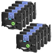 Black on Blue TZe-531 Label Tape for Brother PT-D210 E300 1010 1/2'' x 10 pack