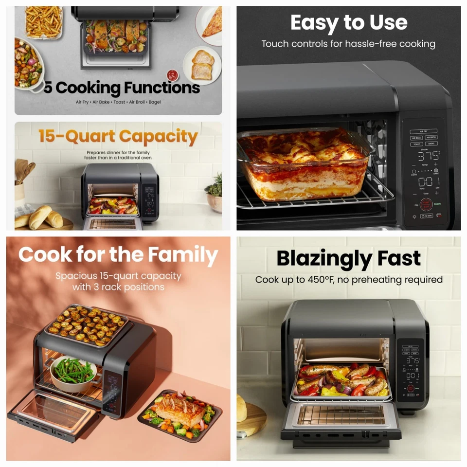 Encimera compacta Chefman 15 cuartos Congelador de Aire, Combo Horno Todo en Uno Foto 2 de 4