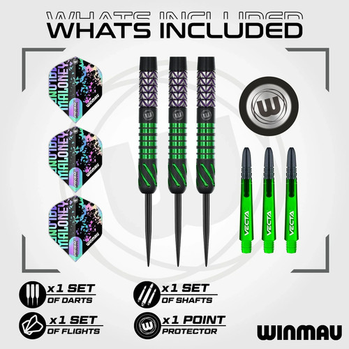 Winmau Mike Maloney Steel Tip Darts 22g 90% Tungsten Alloy - Picture 4 of 6
