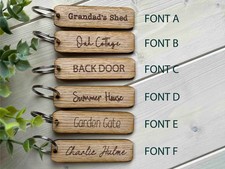 Personalized Wooden Keychain Engraved Custom Name Tag Wood Key Ring Fob Gift
