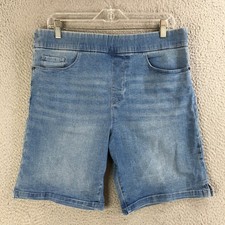 DKNY Jeans Bermuda Shorts Womens Large Pull On Mid Rise Stretch Deni Blue NEW