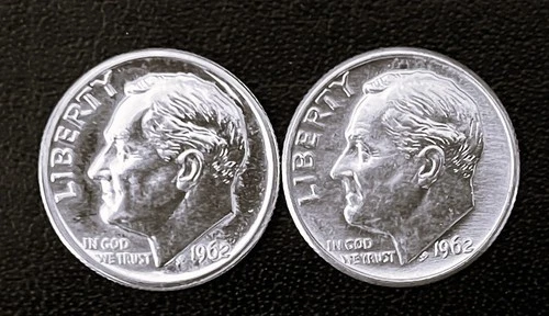 1962 P & D 10c SILVER  Roosevelt Dime 2-Coin Year Set . AU (R020)