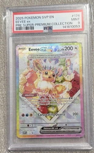 PSA 9 Eevee EX #174 Pokémon Prismatic Evolutions Black Star Promo 2025