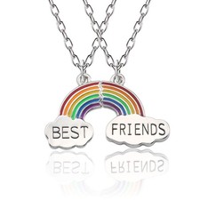 BFF Necklace for 2-Rainbow Best Friend Necklace Friendship Best Friends Forever
