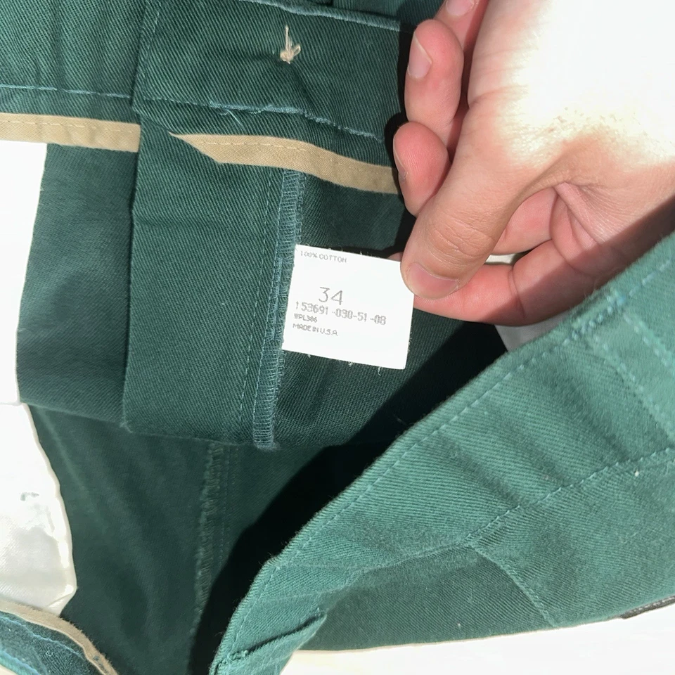 VINTAGE Haggar Golf Shorts Men 34 Green Chino Khakis Pleated Canvas Casual 90s - Image 3 of 4