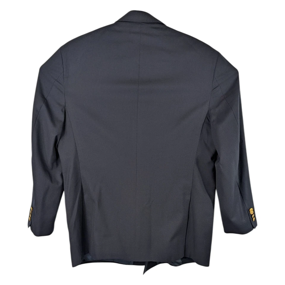 Brooks Brothers Navy Blue Double Breasted Blazer Gold Buttons 46 LG Brooksease - Image 2 of 4