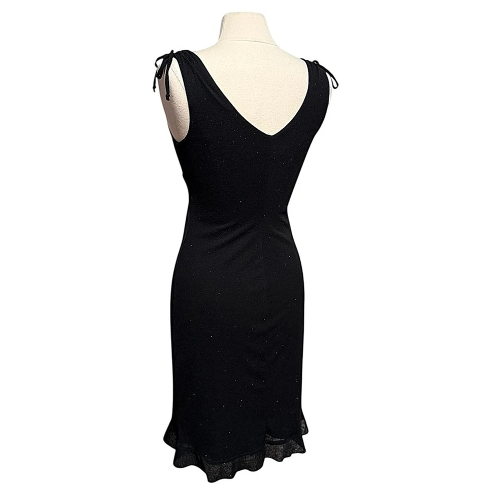 BYER TAMBIÉN! Vestido Vintage Negro Brillante Sin Mangas Hasta la Rodilla Cuello en V Talla Mediana Foto 4 de 4