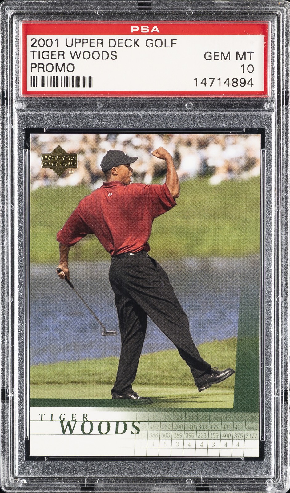 2001 UD GOLF PROMO TIGER WOODS ROOKIE RC PSA 10 view 1