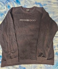 Vtg Y2K Nike Embroidered Sweatshirt L Ribbed Shoulder Distressed Charcoal Gray