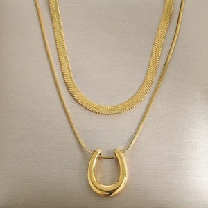 Authentic Women's Gold Plated Lucky Horseshoe Layered Pendant Necklace