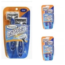 3 Pack Razor Personna Matrix3 Disposables- 4 Razors New Sealed
