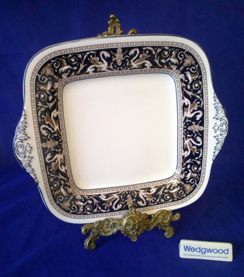 Wedgwood Florentiner dunkelblau W1956 Muster Kuchenteller (dunkelblaue Drachen)