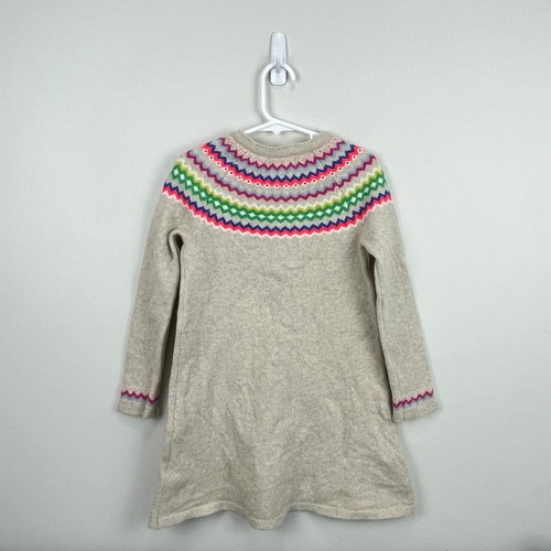 Mini Boden Oatmeal Marl Fair Isle Wool Blend Long Sleeve Sweater Dress Girls 7-8 - Picture 5 of 6
