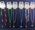 And Stones With Charm 1 6 Anklets 9" Adjustable Beads