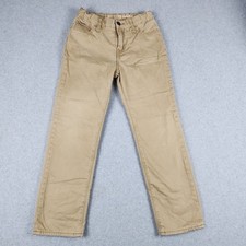Gap Pants Kids 10 Tan Original Cotton Twill Fleece Lined High Waist Straight Leg