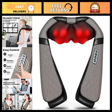 Shiatsu Electric Neck & Back Massager Pillow with Heat - 3D Kneading Relief for