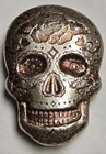 2 oz .999 Fine Silver Round Sugar Skull Design Hand Poured Day of The Dead d493