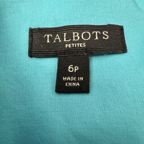 Talbots Petites 6P Sleeveless Sheath Dress Floral Lace Overlay Turquoise Cotton - Picture 8 of 12