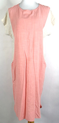 Ella Mara Womans Size M Dress Anthropologie Linen Coral Cream Lagen Look