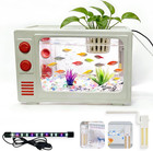 2.5 Gallon Fish Tank Aquarium Kit with LED Lights, Filter & Plant Planter - Retr