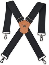 Heavy-Duty 2Inch-Wide Full-Elastic Work Suspender For Jeans Black