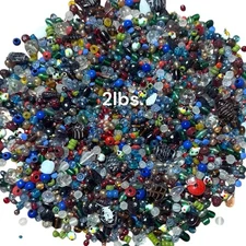 No. 2 EVERYTHING Mix 2 lb. Vintage Indian Glass Beads Lot Crafts Jewelry 800+